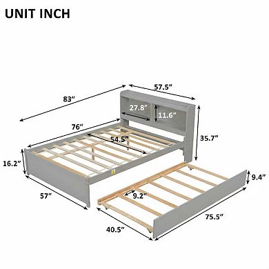 Platform Bed with Trundle and Bookcase