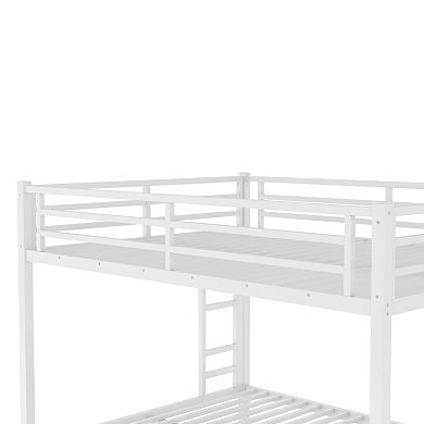Metal Queen over Queen Bunk Bed Space Saving Noise Free No Box Spring White