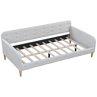 Upholstered Daybed with 4 Support Legs Beige