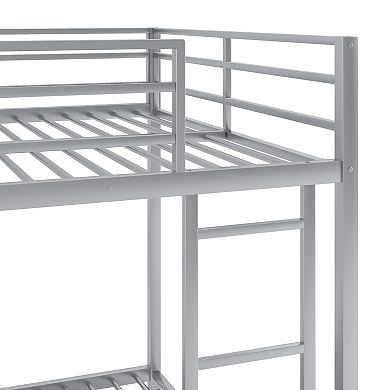 Full over Full Metal Bunk Bed Low Bunk Bed with Ladder