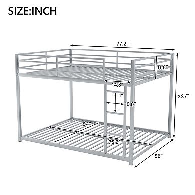 Full over Full Metal Bunk Bed Low Bunk Bed with Ladder