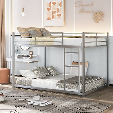 Full over Full Metal Bunk Bed Low Bunk Bed with Ladder