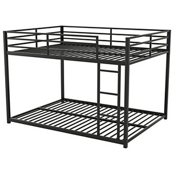 Full over Full Metal Bunk Bed Low Bunk Bed with Ladder