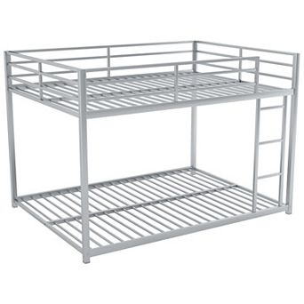 Full over Full Metal Bunk Bed Low Bunk Bed with Ladder