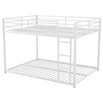 Full over Full Metal Bunk Bed Low Bunk Bed with Ladder