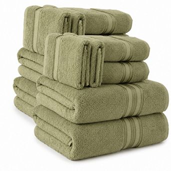 100% Premium Cotton Textured Border Ultra Soft Absorbent 12 pc Bathroom Towel Set