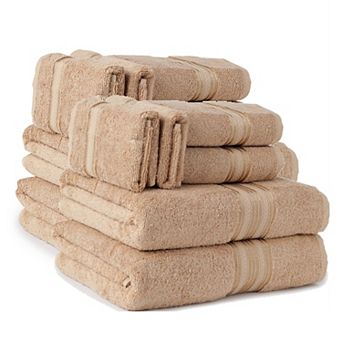 100% Premium Cotton Textured Border Ultra Soft Absorbent 12 pc Bathroom Towel Set