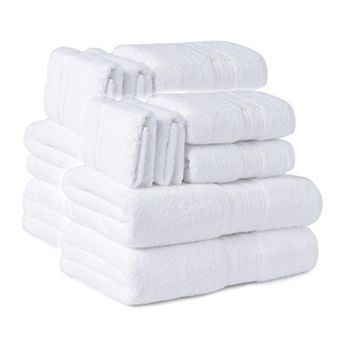 100% Premium Cotton Textured Border Ultra Soft Absorbent 12 pc Bathroom Towel Set