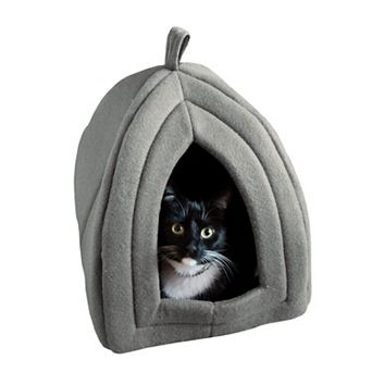 Indoor Cat House with Removable Foam Cushion Plush Pet Bed Tent Hideaway for Cats Kittens Small Dogs