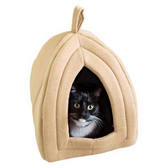 Indoor Cat House with Removable Foam Cushion Plush Pet Bed Tent Hideaway for Cats Kittens Small Dogs