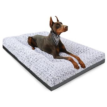 Washable Dog Bed Large Dogs Crate Mat 35x23 Inch Comfy Fluffy Kennel Pad Anti-Slip Waterproof