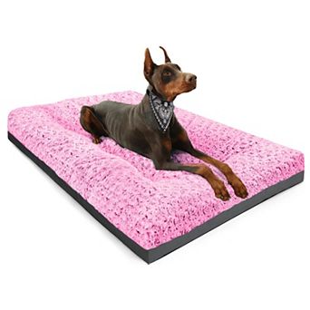 Washable Dog Bed Large Dogs Crate Mat 35x23 Inch Comfy Fluffy Kennel Pad Anti-Slip Waterproof