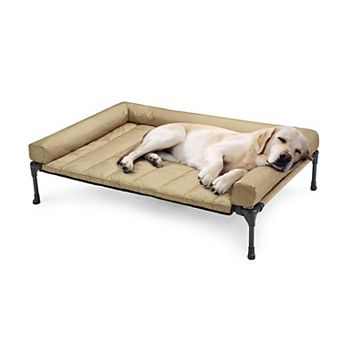 Elevated Dog Bed with Removable Waterproof Bolster Cushion, Raised Pet Cot with Breathable