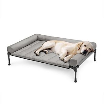 Elevated Dog Bed with Removable Waterproof Bolster Cushion, Raised Pet Cot with Breathable Teslin
