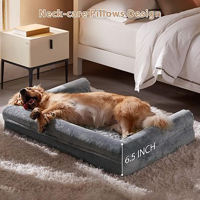 Waterproof Dog Bed Large Medium Dogs Egg Crate Foam Sofa Couch Removable Washable Cover U-Shaped