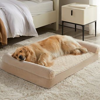 Waterproof Dog Bed Large Medium Dogs Egg Crate Foam Sofa Couch Removable Washable Cover U-Shaped