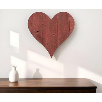 18" Rustic Red Reclaimed Wood Heart Wall Decor