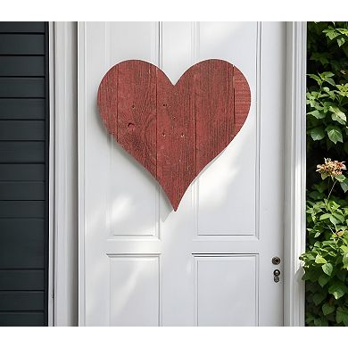 18" Rustic Red Reclaimed Wood Heart Wall Decor