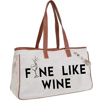 Magid Canvas Wine Tote "FINE LIKE WINE"