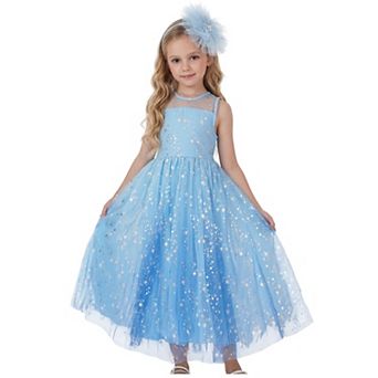 2Bunnies Girls’ Sparkling Star Glitter Tulle Maxi Dress