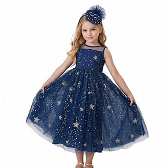 2Bunnies Girls’ Sparkling Star Glitter Tulle Maxi Dress
