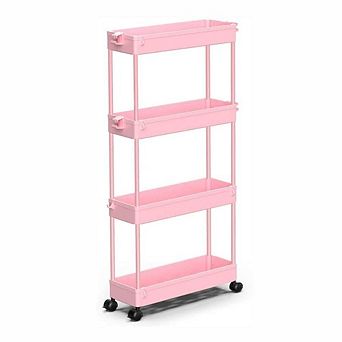 Slim Rolling 4 tier Storage Cart Narrow Mobile Organizer