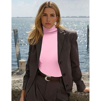 Ekouaer Womens Turtleneck Long Sleeve Shirts Slim Fit Thermal Underwear Tops Pullover Tees