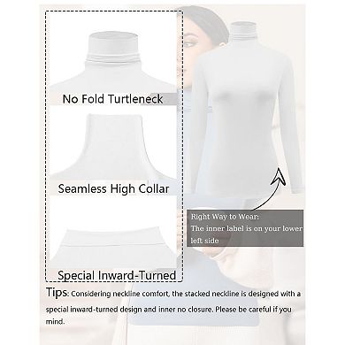 Ekouaer Womens Turtleneck Long Sleeve Shirts Slim Fit Thermal Underwear Tops Pullover Tees