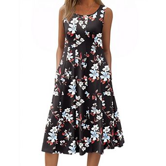 Zeagoo Womens Summer Midi Dresses Sleeveless Sundress Long Flare Dress