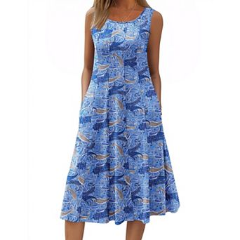 Zeagoo Womens Summer Midi Dresses Sleeveless Sundress Long Flare Dress