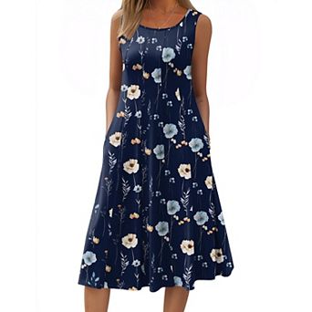 Zeagoo Womens Summer Midi Dresses Sleeveless Sundress Long Flare Dress