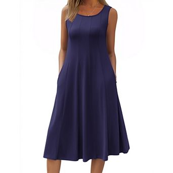 Zeagoo Womens Summer Midi Dresses Sleeveless Sundress Long Flare Dress