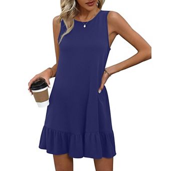 Zeagoo Women Casual Loose Sleeveless T-Shirt Sundress Ruffle Hem Tank Dress with Pockets Paisley