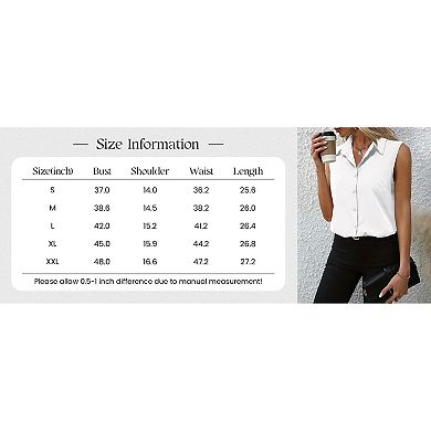 Zeagoo Women' Sleeveless Collar Blouse Plus Size Button Down Shirts Sleeveless Tops