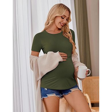 Ekouaer Nursing Shirts for Breastfeeding Short Sleeve Nursing Tops Postpartum Clothes Three Pack