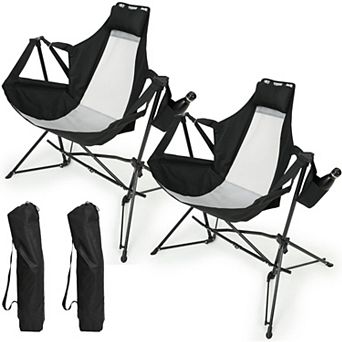 Folding Hammock Camping Chair Adjustable Back 250lbs (2pcs)