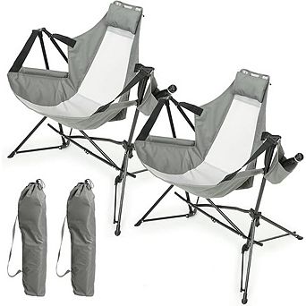 Folding Hammock Camping Chair Adjustable Back 250lbs (2pcs)