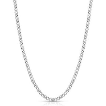 KSIZUIS 3.5mm Stainless Steel Cuban Link Chain - Silver Plated, 16-28" for Men