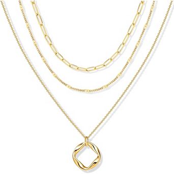 KSIZUIS 14K Gold Plated Layered Necklace Set with Heart, Cross & Bow Pendants