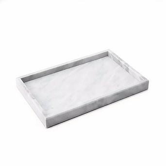 KSIZUIS Natural Marble Tray Rectangle Organizer for Bathroom Kitchen Desktop Decor