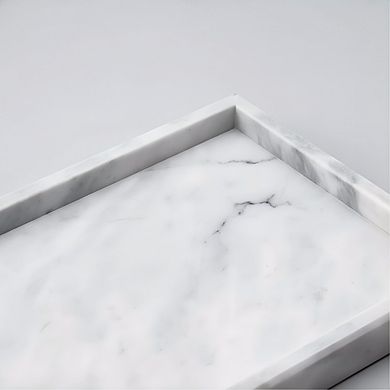 KSIZUIS Natural Marble Tray Rectangle Organizer for Bathroom Kitchen Desktop Decor