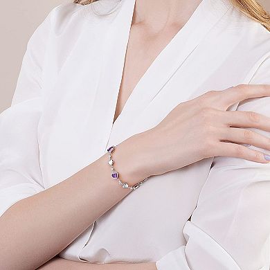 Gemstone Tennis Bracelet Women's Sterling Silver 7" Main Chain with Extender