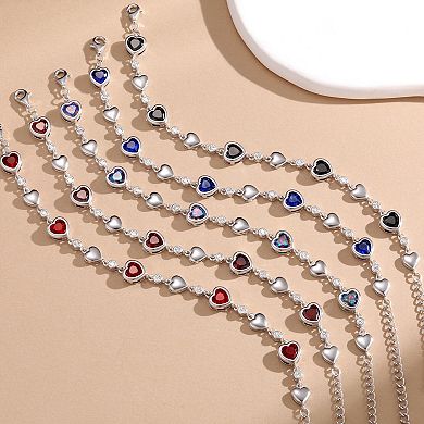 Gemstone Tennis Bracelet Women's Sterling Silver 7" Main Chain with Extender