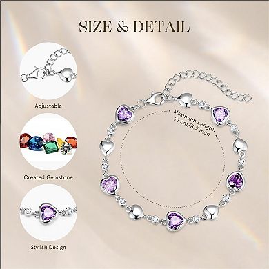 Gemstone Tennis Bracelet Women's Sterling Silver 7" Main Chain with Extender