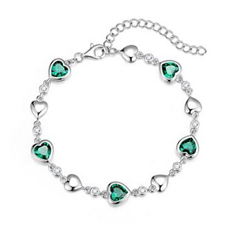 Gemstone Tennis Bracelet Women's Sterling Silver 7" Main Chain with Extender