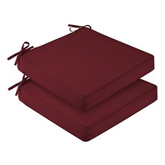 Waterproof Outdoor Chair Cushions Set 19x19x3 Inch Non Slip Ties Handle Removable Cover Black 2 Pack