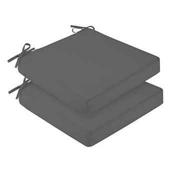 Waterproof Outdoor Chair Cushions Set 19x19x3 Inch Non Slip Ties Handle Removable Cover Black 2 Pack