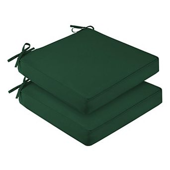 Waterproof Outdoor Chair Cushions Set 19x19x3 Inch Non Slip Ties Handle Removable Cover Black 2 Pack