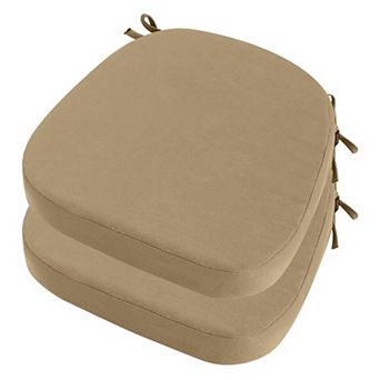 Outdoor Chair Cushion Set of 2 19" Waterproof Patio Seat Cushion 3" Thick D-Shaped Memory Foam