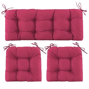 Wicker Chair Cushions 3 pc Waterproof Patio Furniture Tufted Outdoor Loveseat U Shaped 44x19x5